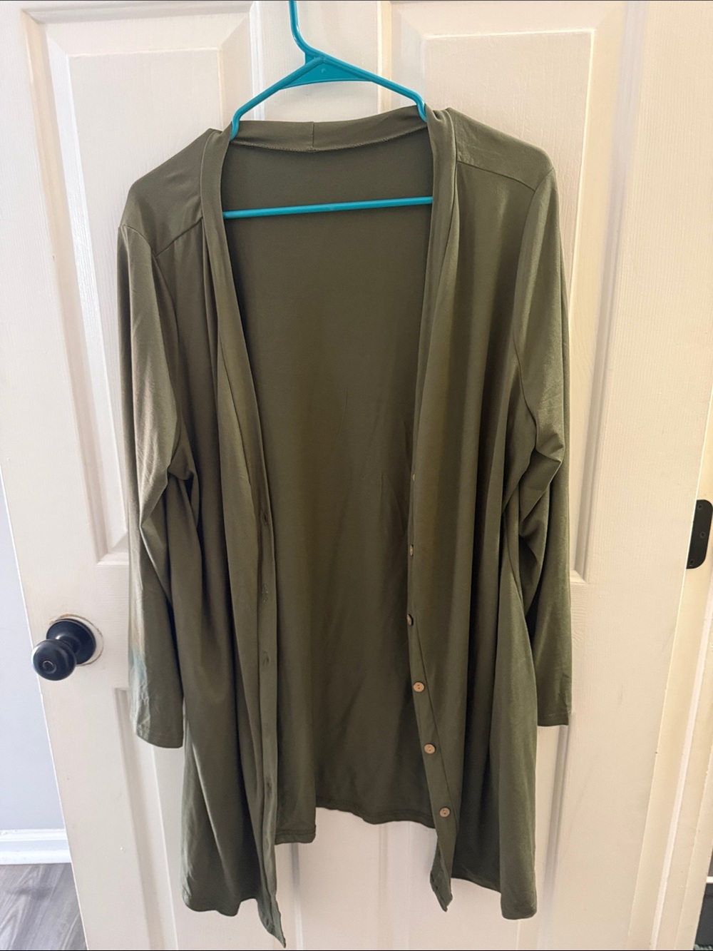 Olive Green Lightweight Open Cardigan